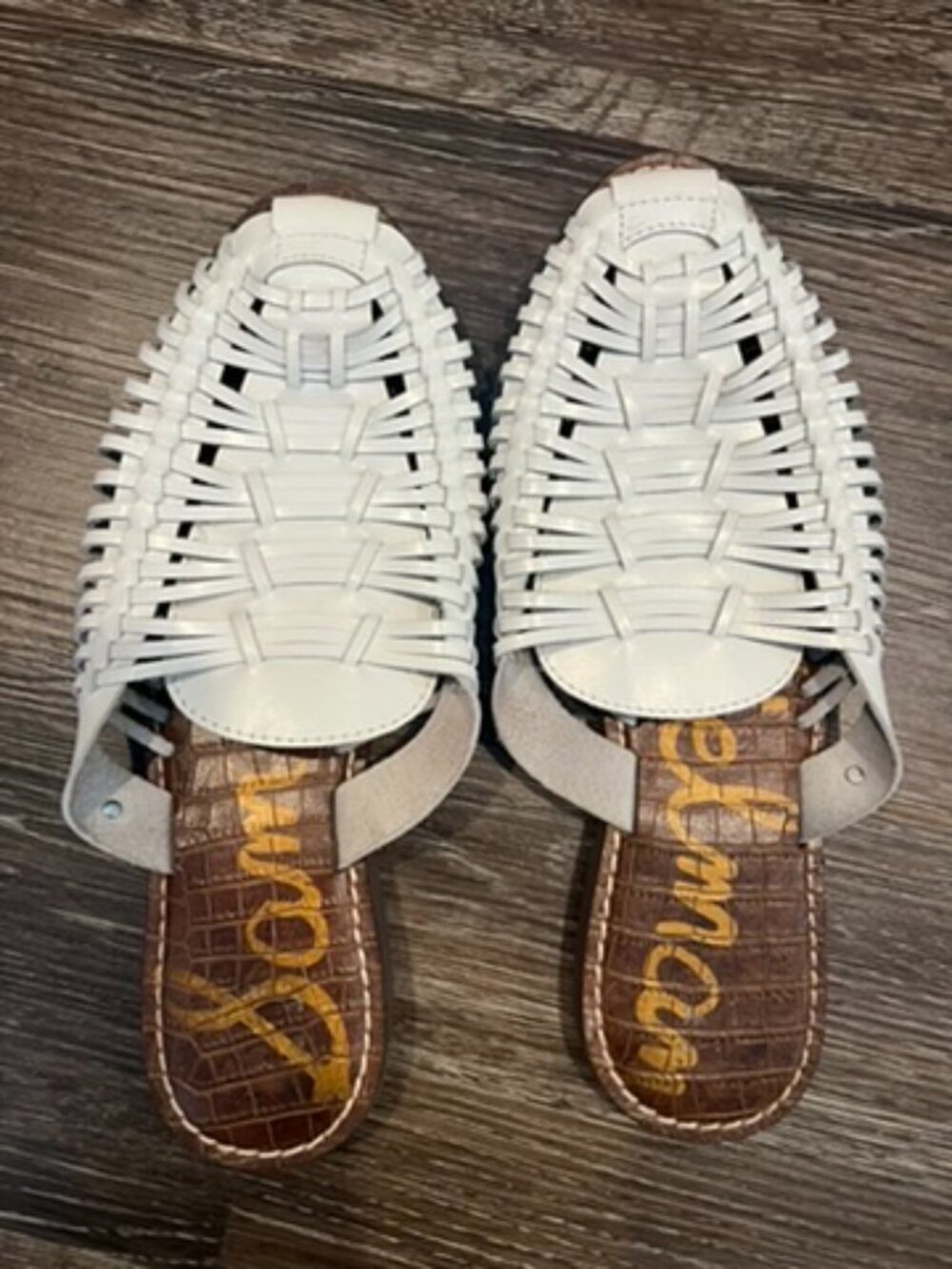 Sam Edelman Woven Leather Mule Sandals Size 10 | White Slides | Summer Chic